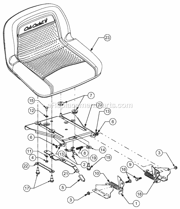 Adjustable Seat Diagram and Parts List for 1529 13A-261H100 Cub Cadet Lawn Tractor